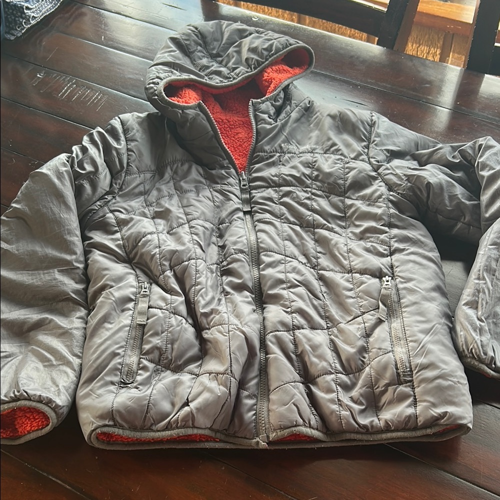 Eddie Bauer reversible youth puffy fleece jacket